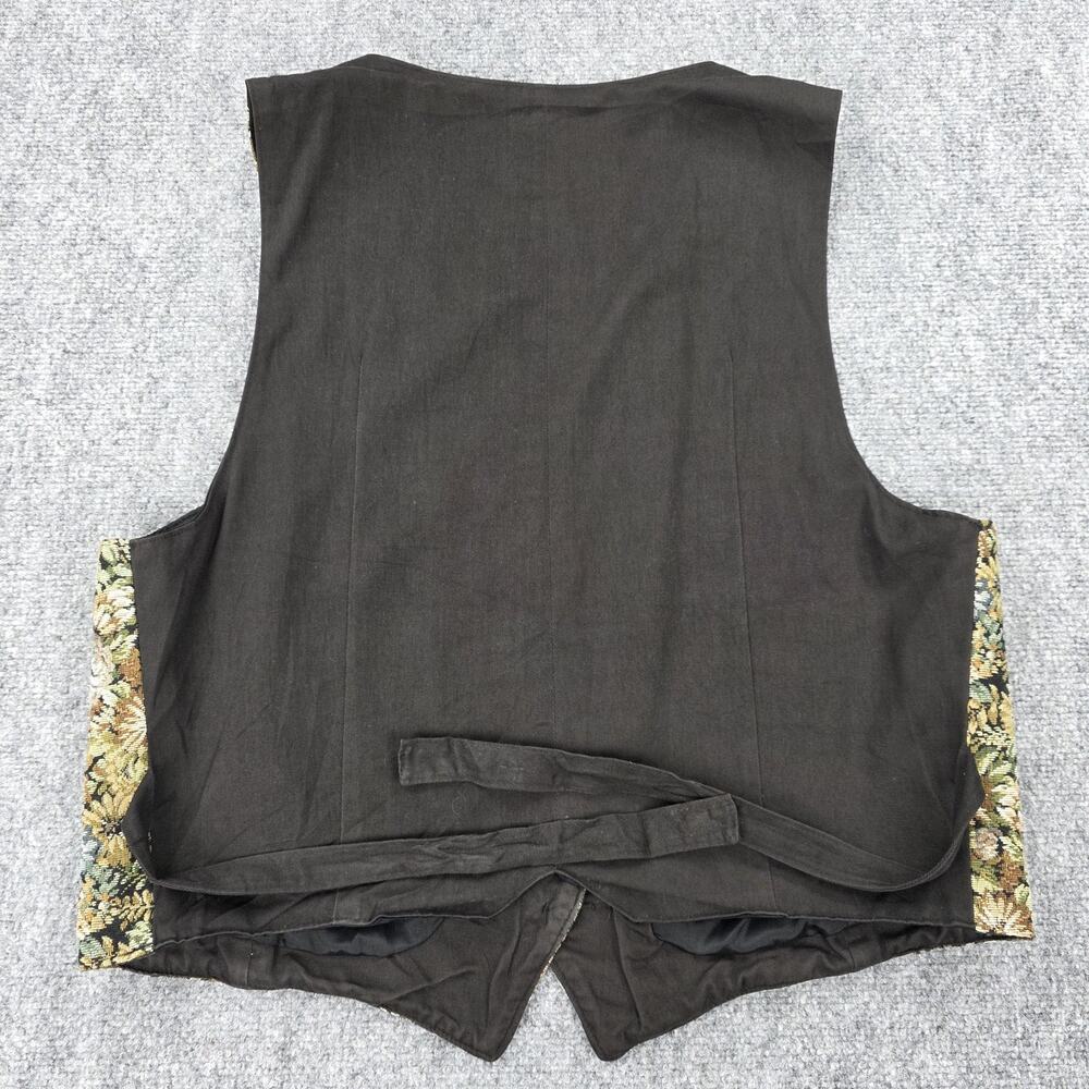 Vintage LL Bean Vest Womens 16 Floral Tapestry Button Front Belted Lined USA - Picture 3 of 15
